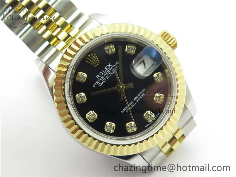 Datejust 28mm 279173 SS YG BP Maker Best Edition Black Crystal Dial on SS YG Jubilee Bracelet ETA2671