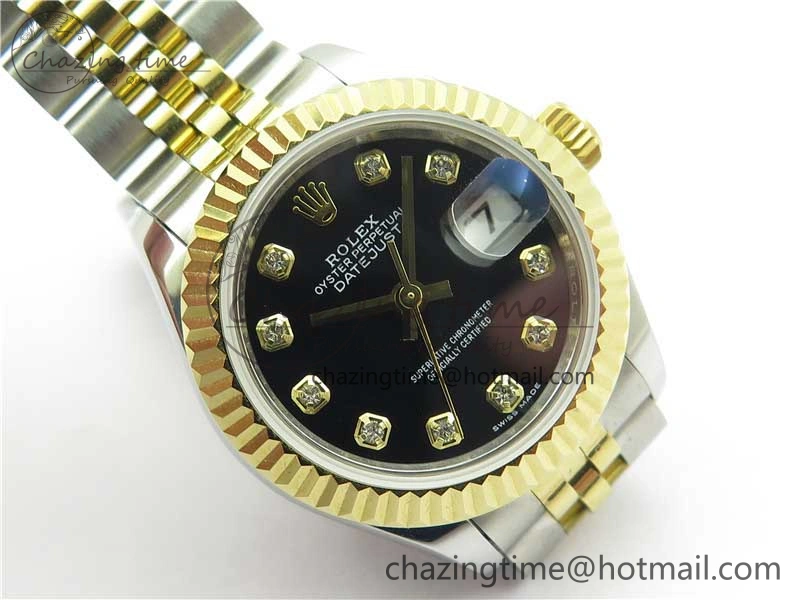 Datejust 28mm 279173 SS YG BP Maker Best Edition Black Crystal Dial on SS YG Jubilee Bracelet ETA2671