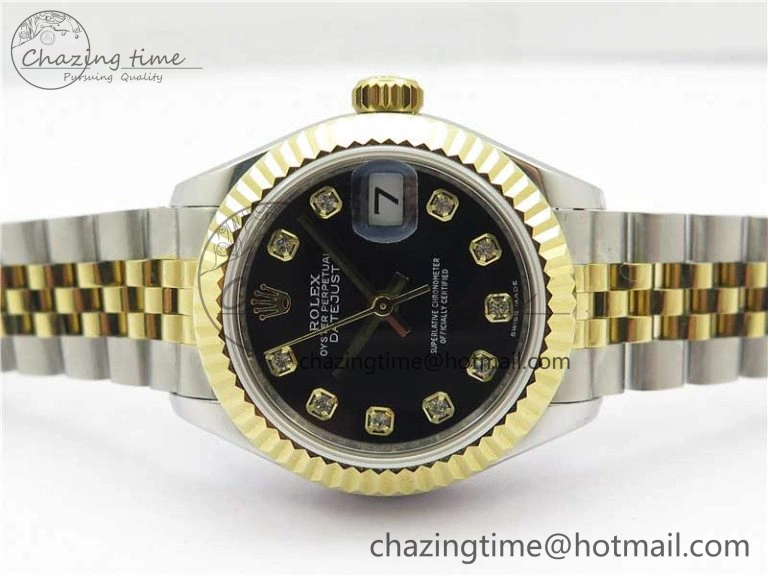 Datejust 28mm 279173 SS YG BP Maker Best Edition Black Crystal Dial on SS YG Jubilee Bracelet ETA2671