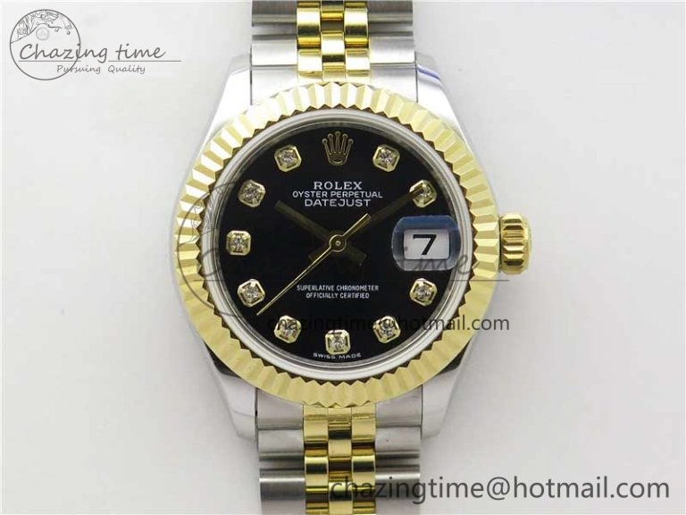 Datejust 28mm 279173 SS YG BP Maker Best Edition Black Crystal Dial on SS YG Jubilee Bracelet ETA2671