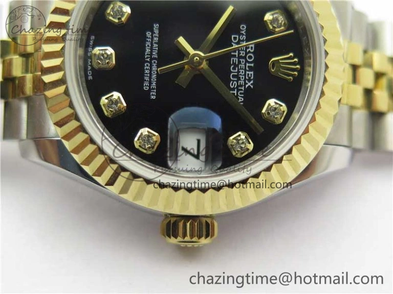 Datejust 28mm 279173 SS YG BP Maker Best Edition Black Crystal Dial on SS YG Jubilee Bracelet ETA2671