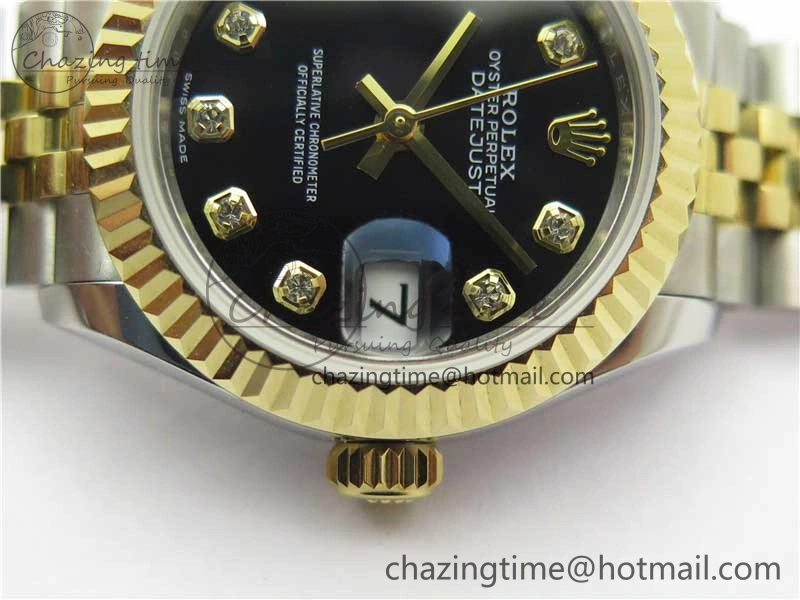 Datejust 28mm 279173 SS YG BP Maker Best Edition Black Crystal Dial on SS YG Jubilee Bracelet ETA2671