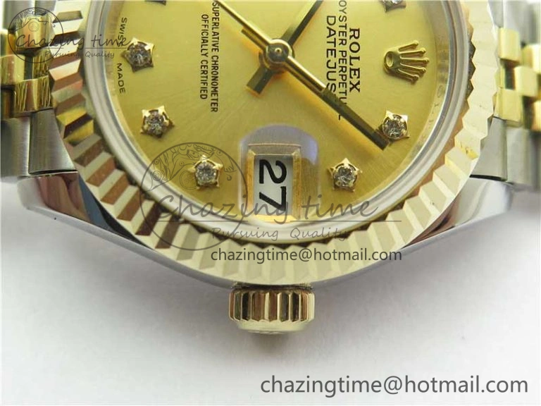 Datejust 28mm 279173 SS YG BP Maker Best Edition Gold Crystal Dial on SS YG Jubilee Bracelet ETA2671