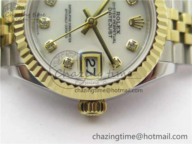 Datejust 28mm 279173 SS YG BP Maker Best Edition White MOP Crystal Dial on SS YG Jubilee Bracelet ETA2671