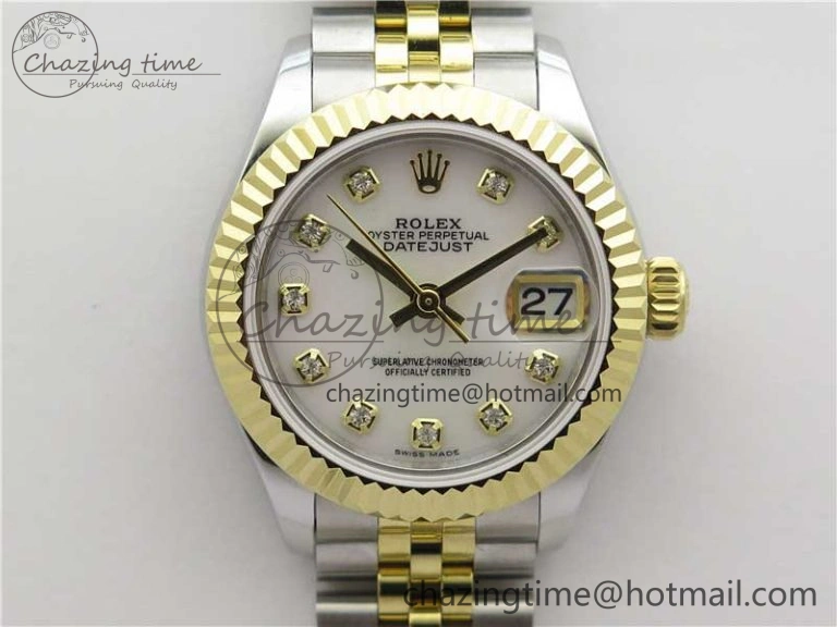 Datejust 28mm 279173 SS YG BP Maker Best Edition White MOP Crystal Dial on SS YG Jubilee Bracelet ETA2671