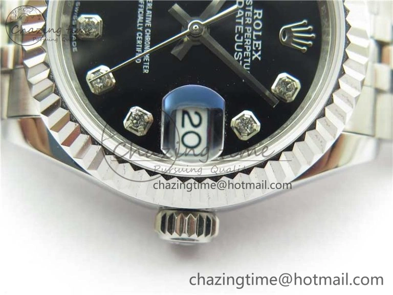 Datejust 28mm 279174 SS BP Maker Best Edition Black Crystal Dial on SS Jubilee Bracelet ETA2671