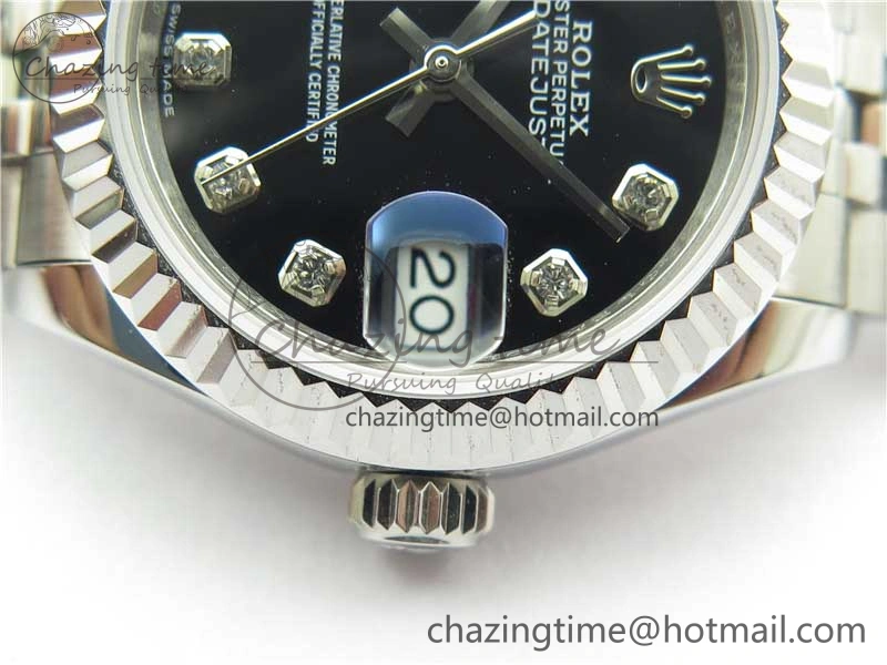 Datejust 28mm 279174 SS BP Maker Best Edition Black Crystal Dial on SS Jubilee Bracelet ETA2671