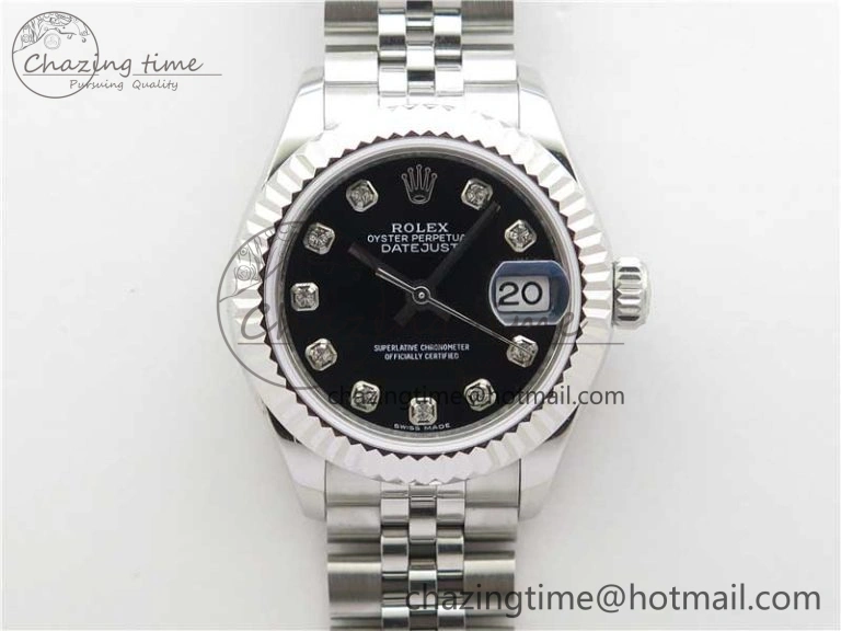 Datejust 28mm 279174 SS BP Maker Best Edition Black Crystal Dial on SS Jubilee Bracelet ETA2671