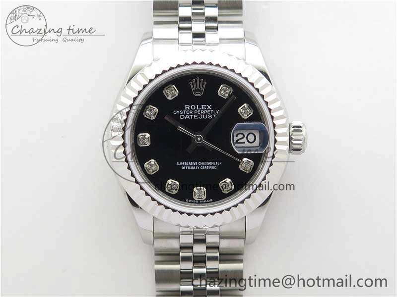 Datejust 28mm 279174 SS BP Maker Best Edition Black Crystal Dial on SS Jubilee Bracelet ETA2671