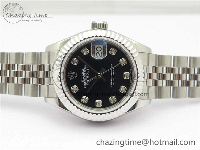 Datejust 28mm 279174 SS BP Maker Best Edition Black Crystal Dial on SS Jubilee Bracelet ETA2671