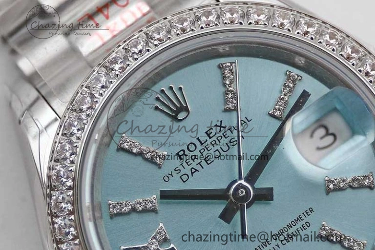 Datejust 28mm 279179 SS Crystals TWF Best Edition Blue Dial Star Crystals Markers on SS Oyster Bracelet NH05
