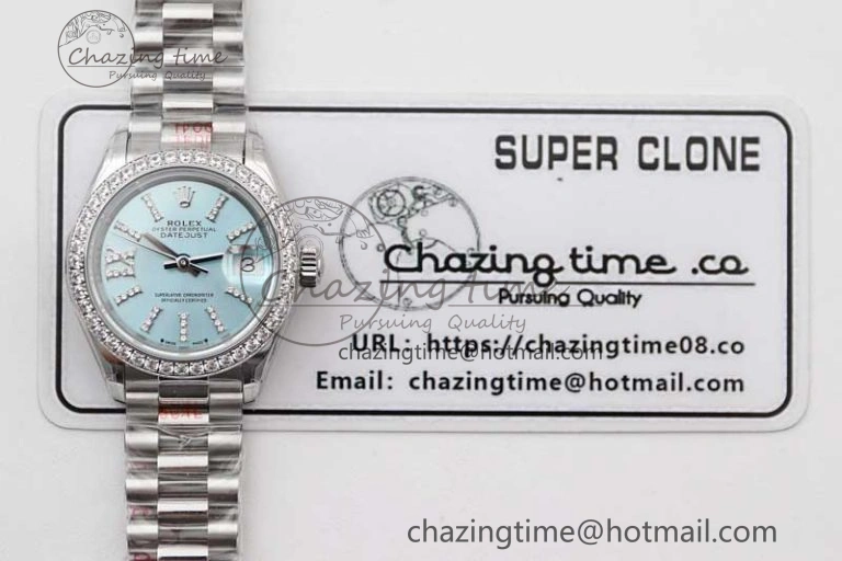 Datejust 28mm 279179 SS Crystals TWF Best Edition Blue Dial Star Crystals Markers on SS Oyster Bracelet NH05