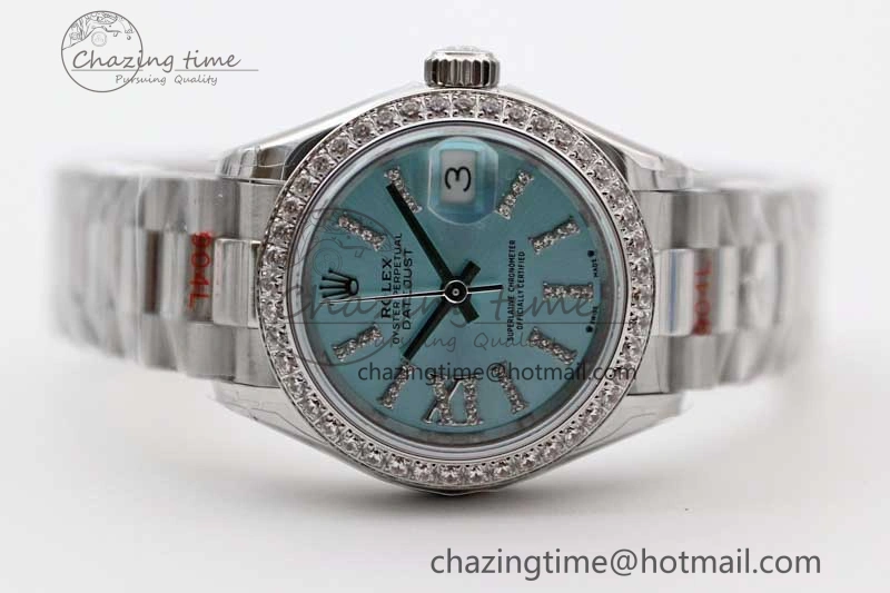 Datejust 28mm 279179 SS Crystals TWF Best Edition Blue Dial Star Crystals Markers on SS Oyster Bracelet NH05