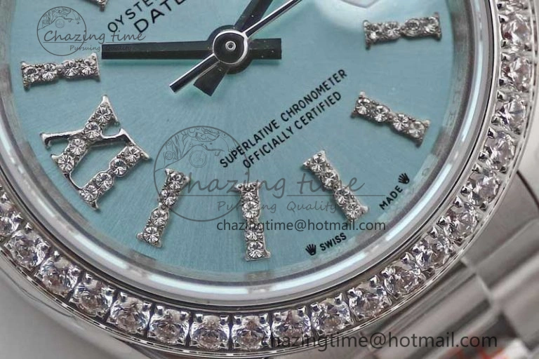Datejust 28mm 279179 SS Crystals TWF Best Edition Blue Dial Star Crystals Markers on SS Oyster Bracelet NH05