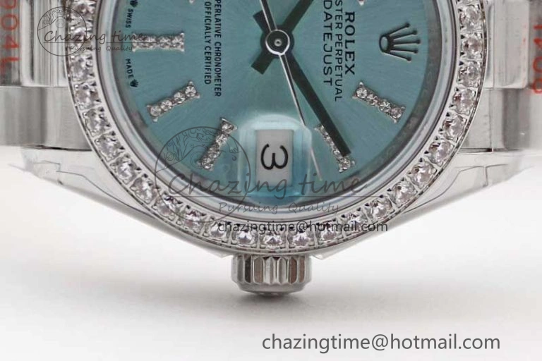 Datejust 28mm 279179 SS Crystals TWF Best Edition Blue Dial Star Crystals Markers on SS Oyster Bracelet NH05