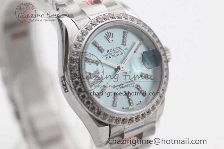 Datejust 28mm 279179 SS Crystals TWF Best Edition Blue Dial Star Crystals Markers on SS Oyster Bracelet NH05