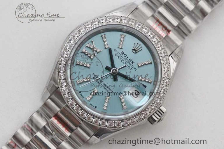 Datejust 28mm 279179 SS Crystals TWF Best Edition Blue Dial Star Crystals Markers on SS Oyster Bracelet NH05