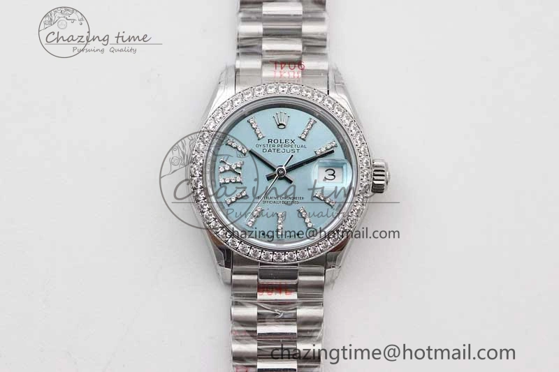 Datejust 28mm 279179 SS Crystals TWF Best Edition Blue Dial Star Crystals Markers on SS Oyster Bracelet NH05