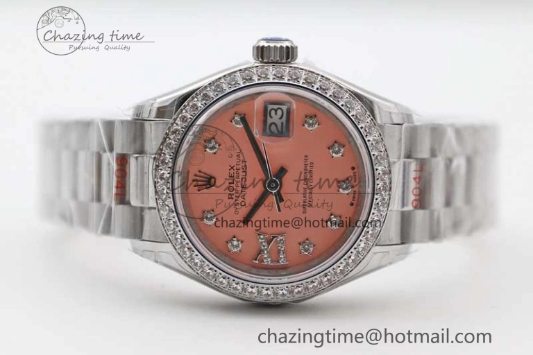 Datejust 28mm 279179 SS Crystals TWF Best Edition Pink Dial Star Crystals Markers on SS Oyster Bracelet NH05
