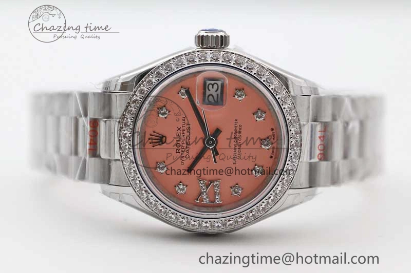Datejust 28mm 279179 SS Crystals TWF Best Edition Pink Dial Star Crystals Markers on SS Oyster Bracelet NH05