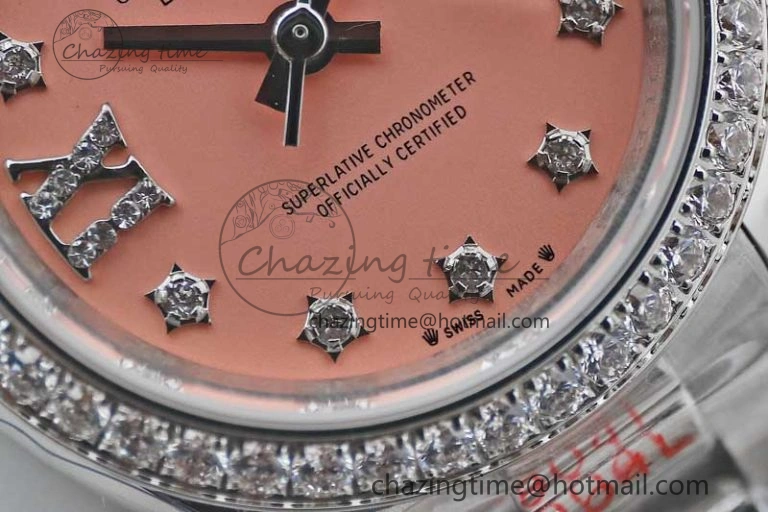 Datejust 28mm 279179 SS Crystals TWF Best Edition Pink Dial Star Crystals Markers on SS Oyster Bracelet NH05