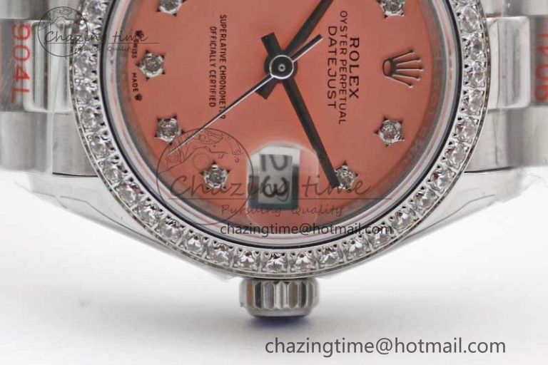 Datejust 28mm 279179 SS Crystals TWF Best Edition Pink Dial Star Crystals Markers on SS Oyster Bracelet NH05