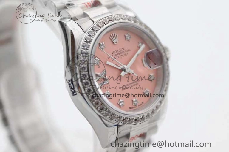 Datejust 28mm 279179 SS Crystals TWF Best Edition Pink Dial Star Crystals Markers on SS Oyster Bracelet NH05
