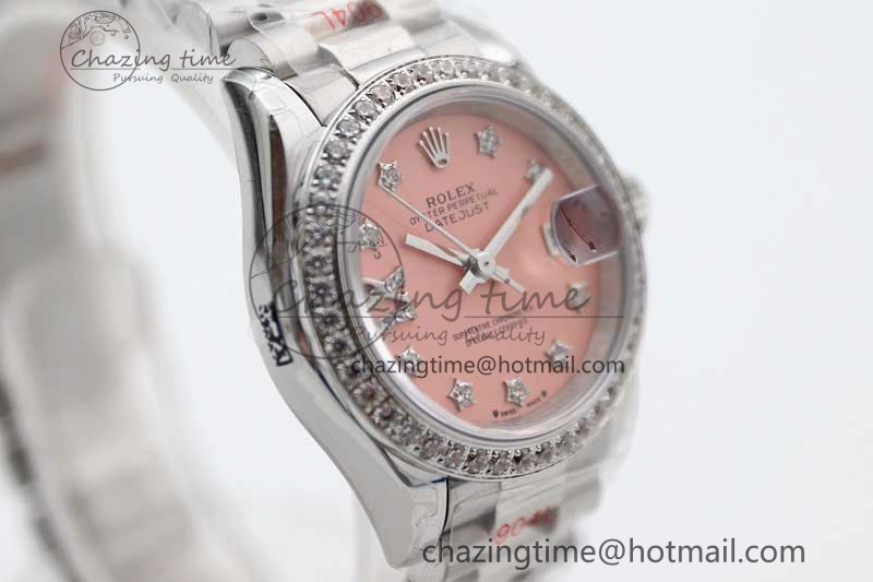 Datejust 28mm 279179 SS Crystals TWF Best Edition Pink Dial Star Crystals Markers on SS Oyster Bracelet NH05