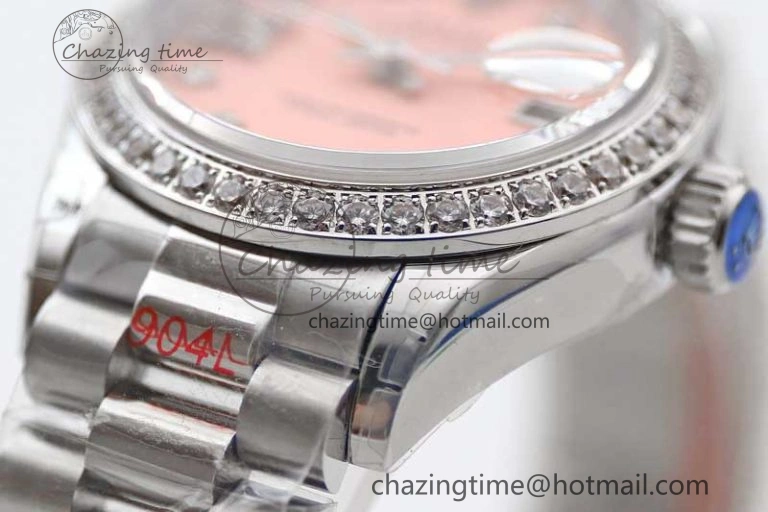 Datejust 28mm 279179 SS Crystals TWF Best Edition Pink Dial Star Crystals Markers on SS Oyster Bracelet NH05