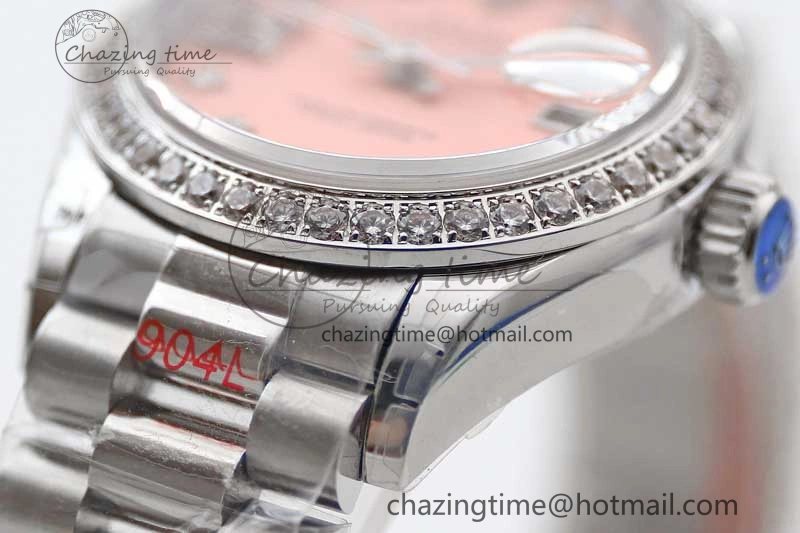 Datejust 28mm 279179 SS Crystals TWF Best Edition Pink Dial Star Crystals Markers on SS Oyster Bracelet NH05