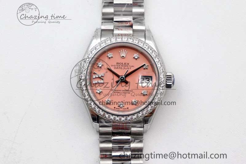 Datejust 28mm 279179 SS Crystals TWF Best Edition Pink Dial Star Crystals Markers on SS Oyster Bracelet NH05