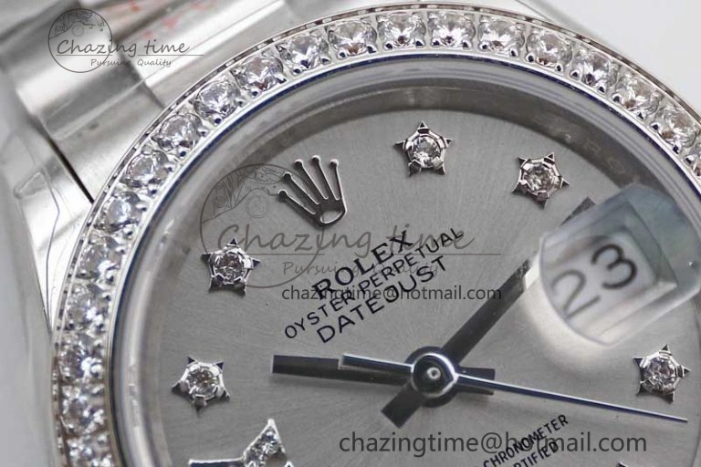 Datejust 28mm 279179 SS Crystals TWF Best Edition Silver Dial Star Crystals Markers on SS Oyster Bracelet NH05