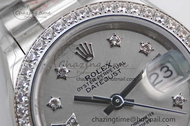 Datejust 28mm 279179 SS Crystals TWF Best Edition Silver Dial Star Crystals Markers on SS Oyster Bracelet NH05