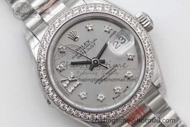 Datejust 28mm 279179 SS Crystals TWF Best Edition Silver Dial Star Crystals Markers on SS Oyster Bracelet NH05