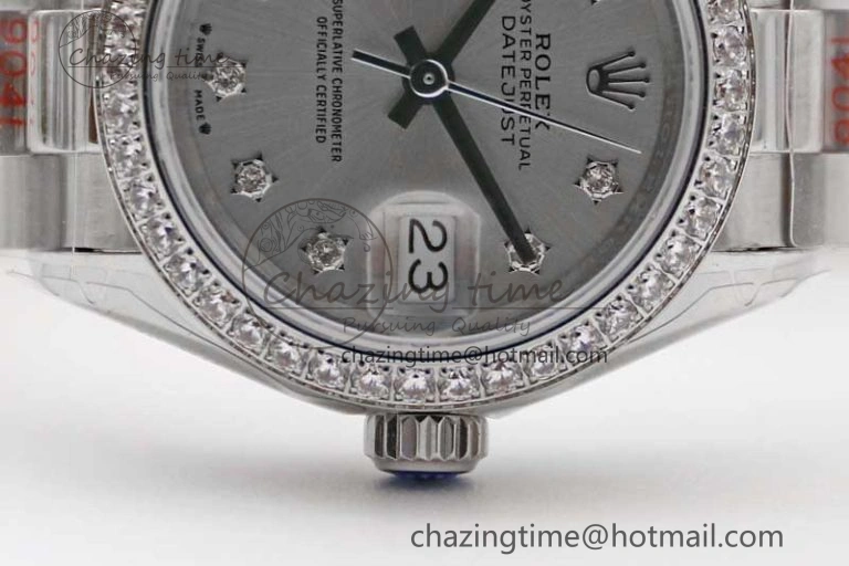 Datejust 28mm 279179 SS Crystals TWF Best Edition Silver Dial Star Crystals Markers on SS Oyster Bracelet NH05