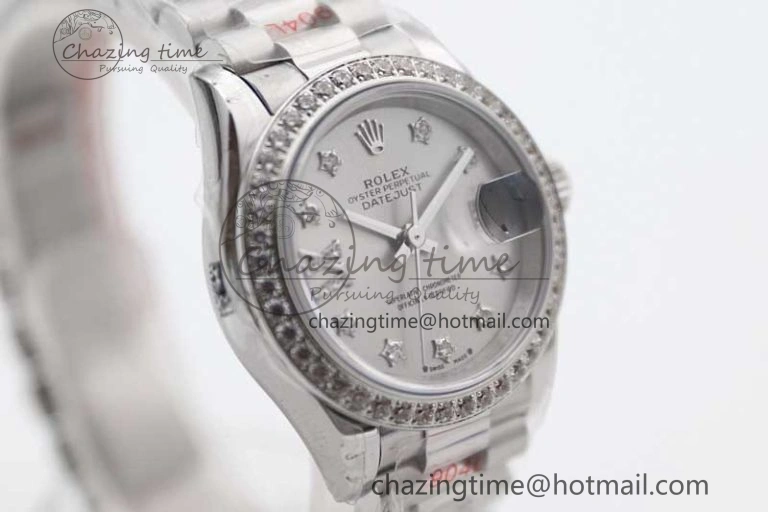 Datejust 28mm 279179 SS Crystals TWF Best Edition Silver Dial Star Crystals Markers on SS Oyster Bracelet NH05