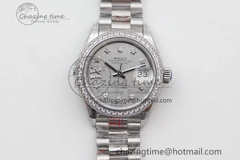 Datejust 28mm 279179 SS Crystals TWF Best Edition Silver Dial Star Crystals Markers on SS Oyster Bracelet NH05