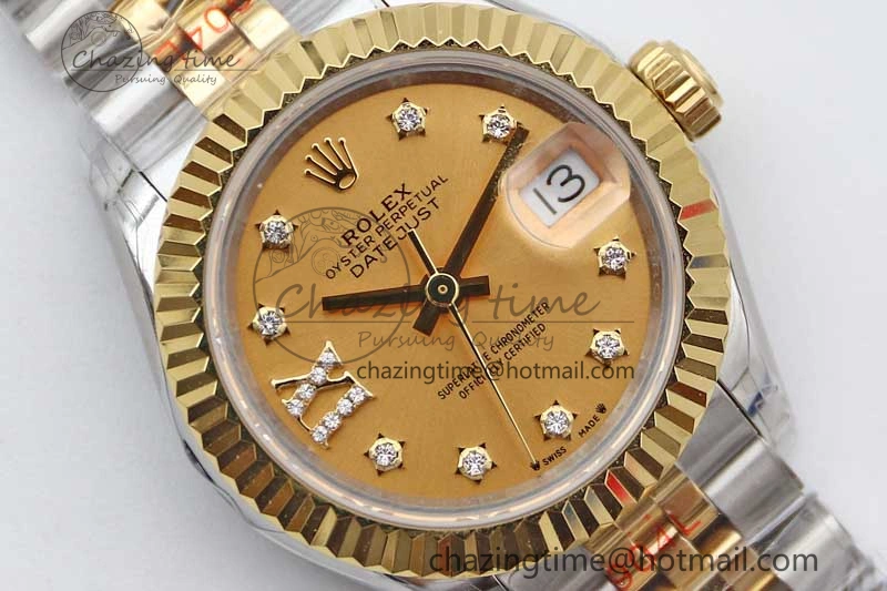 Datejust 28mm 279179 SS YG TWF Best Edition Gold Diamonds Markers Dial on SS YG Jubilee Bracelet NH05
