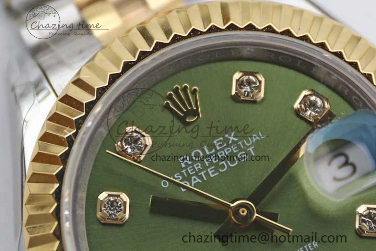 Datejust 28mm 279179 SS YG TWF Best Edition Green Diamonds Markers Dial on SS YG Jubilee Bracelet NH05