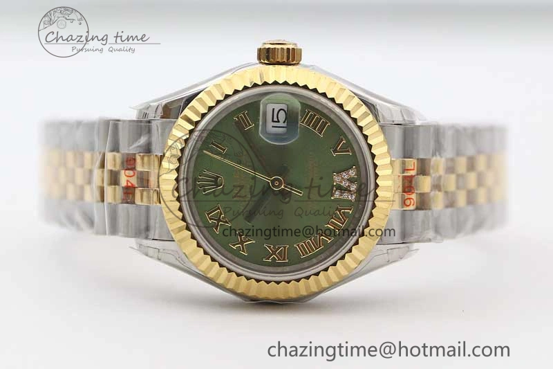 Datejust 28mm 279179 SS YG TWF Best Edition Green Roman Markers Dial on SS Jubilee Bracelet NH05