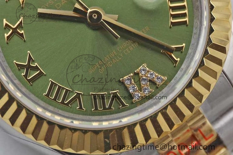Datejust 28mm 279179 SS YG TWF Best Edition Green Roman Markers Dial on SS Jubilee Bracelet NH05