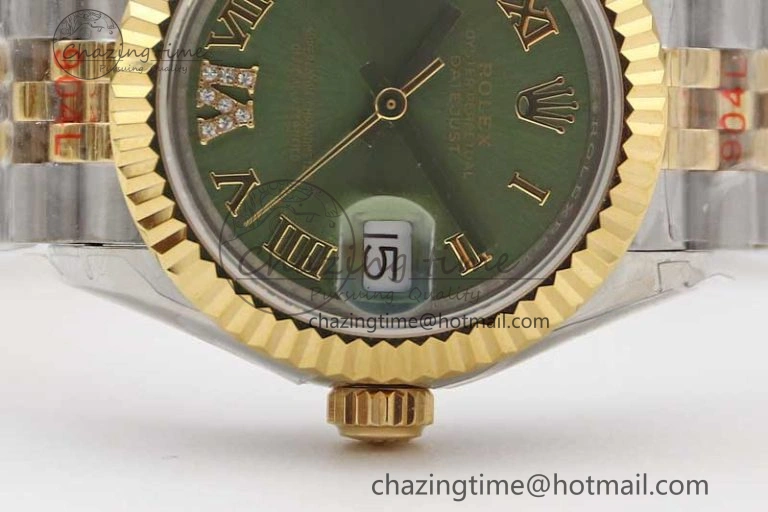Datejust 28mm 279179 SS YG TWF Best Edition Green Roman Markers Dial on SS Jubilee Bracelet NH05