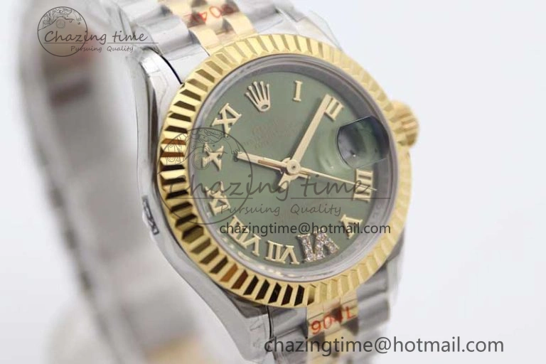 Datejust 28mm 279179 SS YG TWF Best Edition Green Roman Markers Dial on SS Jubilee Bracelet NH05