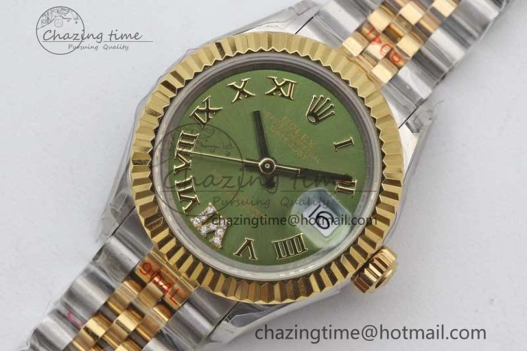 Datejust 28mm 279179 SS YG TWF Best Edition Green Roman Markers Dial on SS Jubilee Bracelet NH05