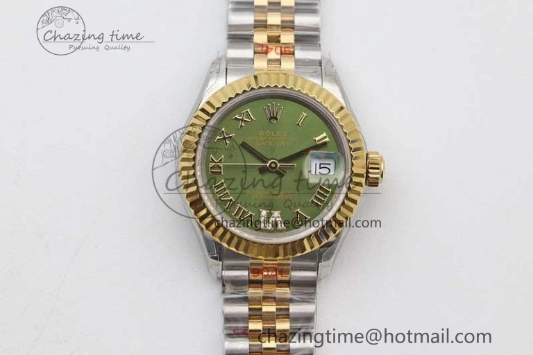 Datejust 28mm 279179 SS YG TWF Best Edition Green Roman Markers Dial on SS Jubilee Bracelet NH05