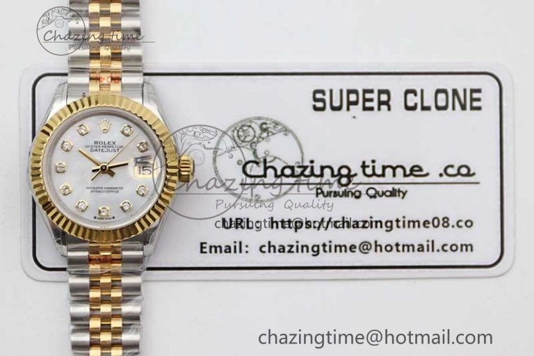 Datejust 28mm 279179 SS YG TWF Best Edition White Diamonds Markers Dial on SS YG Jubilee Bracelet NH05