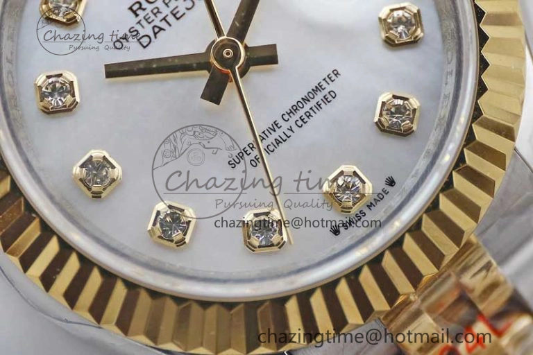 Datejust 28mm 279179 SS YG TWF Best Edition White Diamonds Markers Dial on SS YG Jubilee Bracelet NH05