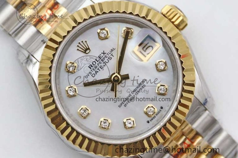 Datejust 28mm 279179 SS YG TWF Best Edition White Diamonds Markers Dial on SS YG Jubilee Bracelet NH05