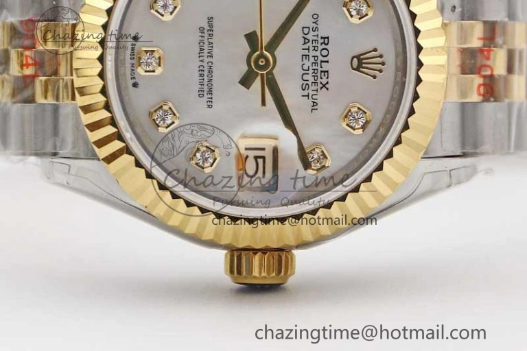 Datejust 28mm 279179 SS YG TWF Best Edition White Diamonds Markers Dial on SS YG Jubilee Bracelet NH05