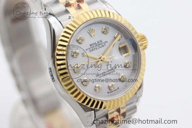 Datejust 28mm 279179 SS YG TWF Best Edition White Diamonds Markers Dial on SS YG Jubilee Bracelet NH05